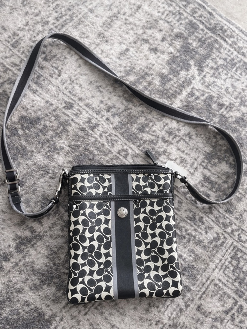 Coach Vintage Black and Cream Signature Crossbody Bag